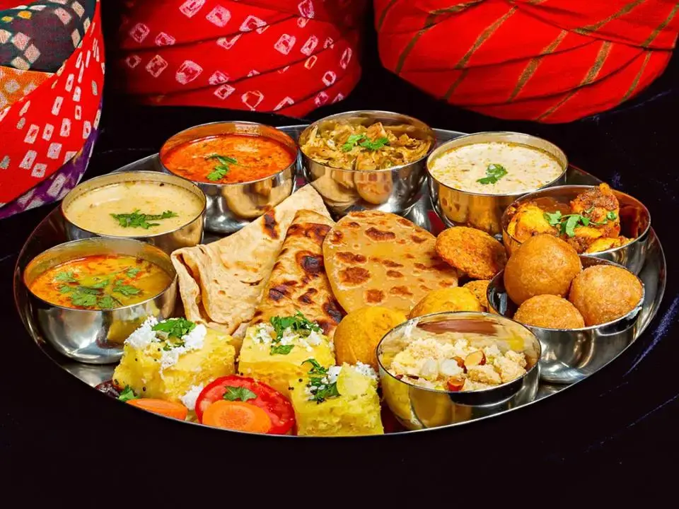 Delicious Indian Tiffin with various curries and breads